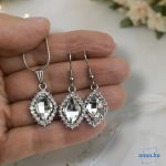 ANAN, alkalmi fülbevaló, rombusz, üvegkristály, fehér, Esti Csillogás