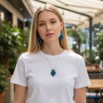 ANAN, kézzel festett fülbevaló, medál, viana, Zafír