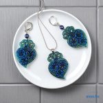 ANAN, kézzel festett fülbevaló, medál, viana, Zafír