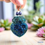 ANAN, kézzel festett fülbevaló, medál, viana, Zafír