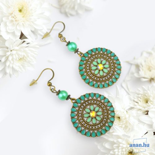 ANAN, fülbevaló, civilizációk ragyogása kollekció, zöld, Róma Virága