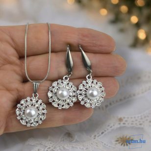   ANAN, alkalmi fülbevaló, csipkézett, fehér, Elegáns Csillogás