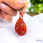 ANAN, kézzel festett, egyedi ékszer, fülbevaló, nyaklánc, Tűz Örvény