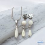 ANAN, nemesacél ékszer szett, fülbevaló, nyaklánc, fehér, Gyöngyház