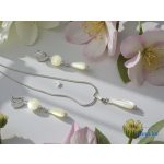 ANAN, nemesacél ékszer szett, fülbevaló, nyaklánc, fehér, Gyöngyház