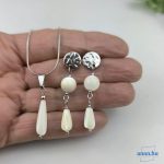 ANAN, nemesacél ékszer szett, fülbevaló, nyaklánc, fehér, Gyöngyház