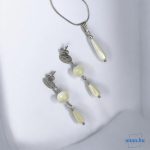 ANAN, nemesacél ékszer szett, fülbevaló, nyaklánc, fehér, Gyöngyház
