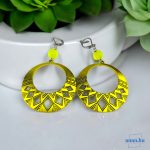 ANAN, kézzel festett fülbevaló, nyaklánc, egyedi ékszer, sárga, Yellow