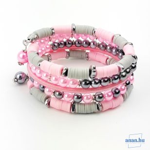 Szürke - rózsaszín karkötő