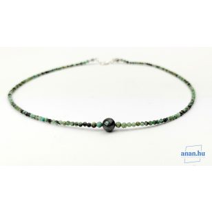   Afrikai türkiz nyaklánc édesvízi gyönggyel, drágakő ékszer