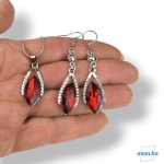 ANAN, alkalmi fülbevaló, üvegkristály, piros, Esti Csillogás