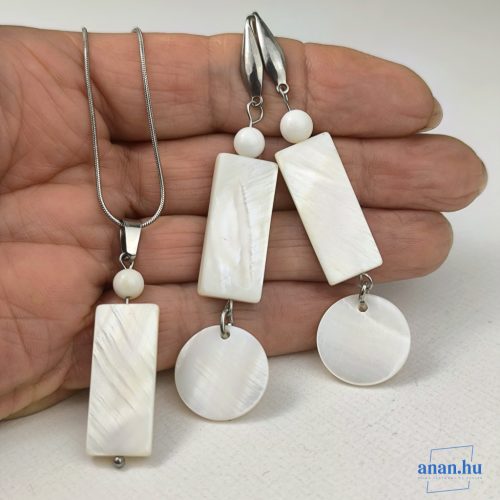 ANAN, nemesacél ékszer, fülbevaló, nyaklánc, Gyöngyház