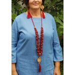 Fa ékszer, környezetbarát, újrahasznosított fa, uszadékfa, statement fülbevaló, pamut fonal, bojtos, környezettudatos ékszer