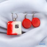 ANAN, művészi medál, fülbevaló, polimer agyag ékszer, Szívvonás