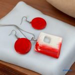 ANAN, művészi medál, fülbevaló, polimer agyag ékszer, Szívvonás