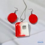 ANAN, művészi medál, fülbevaló, polimer agyag ékszer, Szívvonás