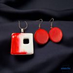 ANAN, művészi medál, fülbevaló, polimer agyag ékszer, Szívvonás