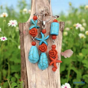   ANAN, egyedi tervezésű, fülbevaló, nyaklánc, tengeri csillag kollekció, Tengeri Rózsa