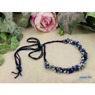   ANAN, női nyaklánc, szodalit ásvány, hipoallergén, fémmentes, ékszer, kék