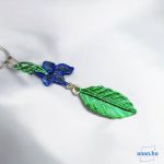 ANAN, kézzel festett, egyedi tervezésű, fülbevaló, nyaklánc, levélékszer, zöld és kék, Levélmese