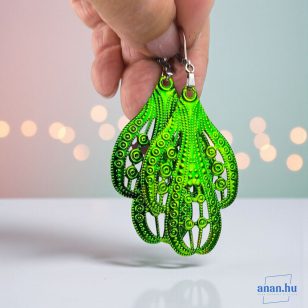   ANAN, kézzel festett ékszer, fülbevaló, nyaklánc, zöld, Azték Nopál