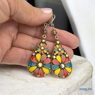   ANAN, fülbevaló, nyaklánc, sárga-piros, Isztambul Virága