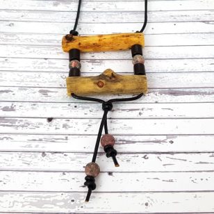   Nyaklánc, uszadékfa, faragott, kezelt, egyedi, kézműves, Antal Ékszer