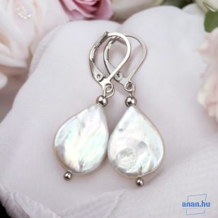   ANAN, antiallergén ékszer, édesvízi barokk gyöngy, Hófehér