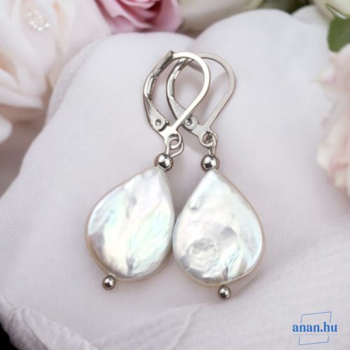 ANAN, antiallergén ékszer, édesvízi barokk gyöngy, Hófehér